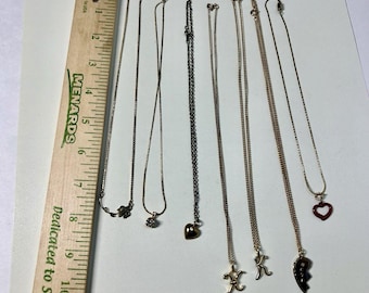 Vintage Gold Tone Necklace Lot Dainty Heart Flower Initial K Charm Pendant Set