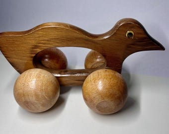 Vintage Wooden Duck Massager Roller Handheld Wood Back Muscle Tension Toy