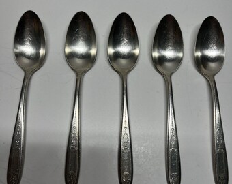 Vintage 1921 Oneida Community Plate GROSVENOR Silverplate Teaspoons Set of 5