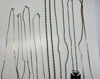 Vintage Gold Silver Tone Chain Necklace Lot Iron Cross Pendant Craft Repair