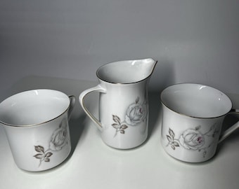 Vintage Johann Haviland Sweetheart Rose 2 Cups and 1 Creamer Set Bavaria Germany