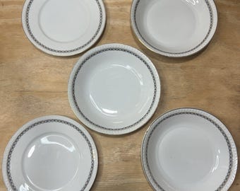 Antique Hermann Ohme Silesia Porcelain Plates Set of 5 - 3 Soup 2 Dinner Germany