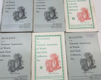 Lot of 6 Bulletin National Association of  Watch Clock Collectors 1968-69 NAWCC
