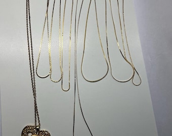 Vintage Gold Tone Chain Necklace Lot Large Owl Pendant Craft Repair Jewelry Read