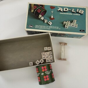 E.S. Lowe Boardgame Ad-Lib Crossword Cubes (1975 Ed) In Box 100% COMPLETE!!