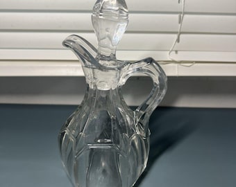 Vintage Clear Cut Glass Cruet Decanter with Stopper - AS IS