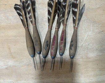 Vintage Lot of 6 Darts Official No2 #2 Apex Steel Tip Wood Wooden Body Dart