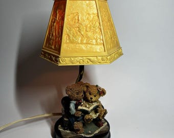 Vintage Story Bear Table Lamp  Teddy Bears Reading a Book Night Light