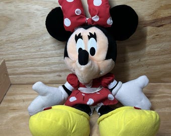 Vintage Applause Disney Minnie Mouse Plush 14" Classic Red Polka Dot Dress