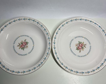 Set of 2 Harmony House Mount Vernon Rimmed Soup Bowls 7.5" Hall China Vintage
