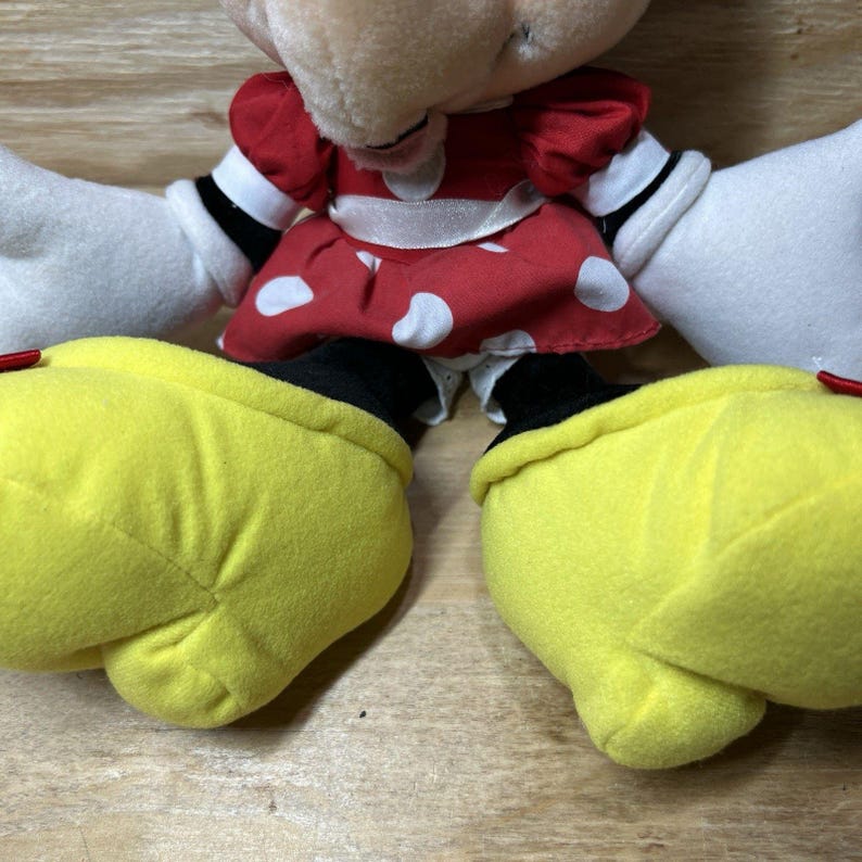 Vintage Applause Disney Minnie Mouse Plush 14" Classic Red Polka Dot Dress afbeelding 3