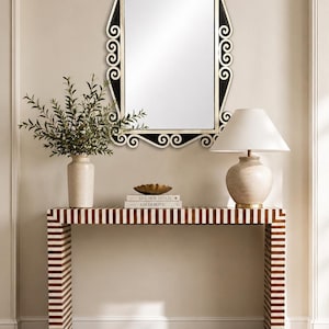 Consolle in legno intarsiato a mano con intarsi in osso - tavolo consolle - scrivania - tavolo da studio - consolle d'ingresso - consolle intarsiata