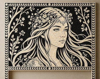 Handmade wooden bone inlay queen headboard