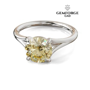 Split Shank Solitaire Engagement Ring CAD - Carat 1.49+  - STL & 3DM - Round Center