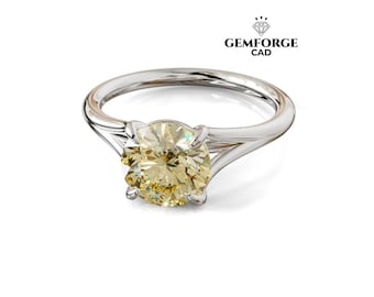 Pierścionek zaręczynowy z dzielonym trzonkiem Solitaire CAD - karat 1,49+ - STL i 3DM - okrągły środek