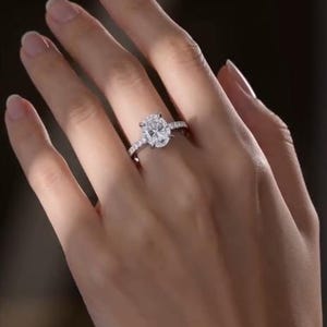 Oval Pavé Engagement Ring CAD - 2ct - Diamond Shank Setting - Jewelry STL & 3DM image 8