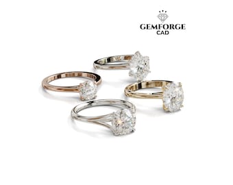 Custom Jewelry CAD Design Service - Engagement Rings - STL & 3DM