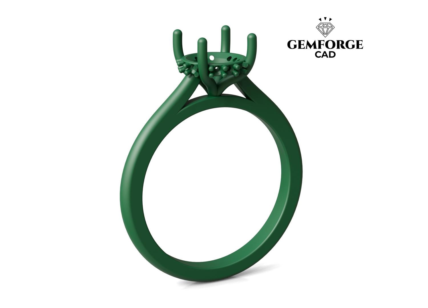 Hidden Halo Round Engagement Ring CAD 3D – Tapered Shank – 1.20–1.49ct ...