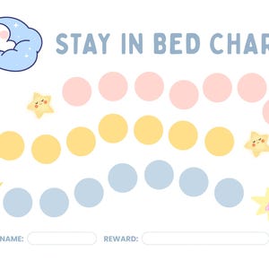 Stay In Bed Chart for Kids Printable | Sleep Reward Chart | Bedtime Routine Chart | Toddler Reward Chart | Printable Morning Routine Chart