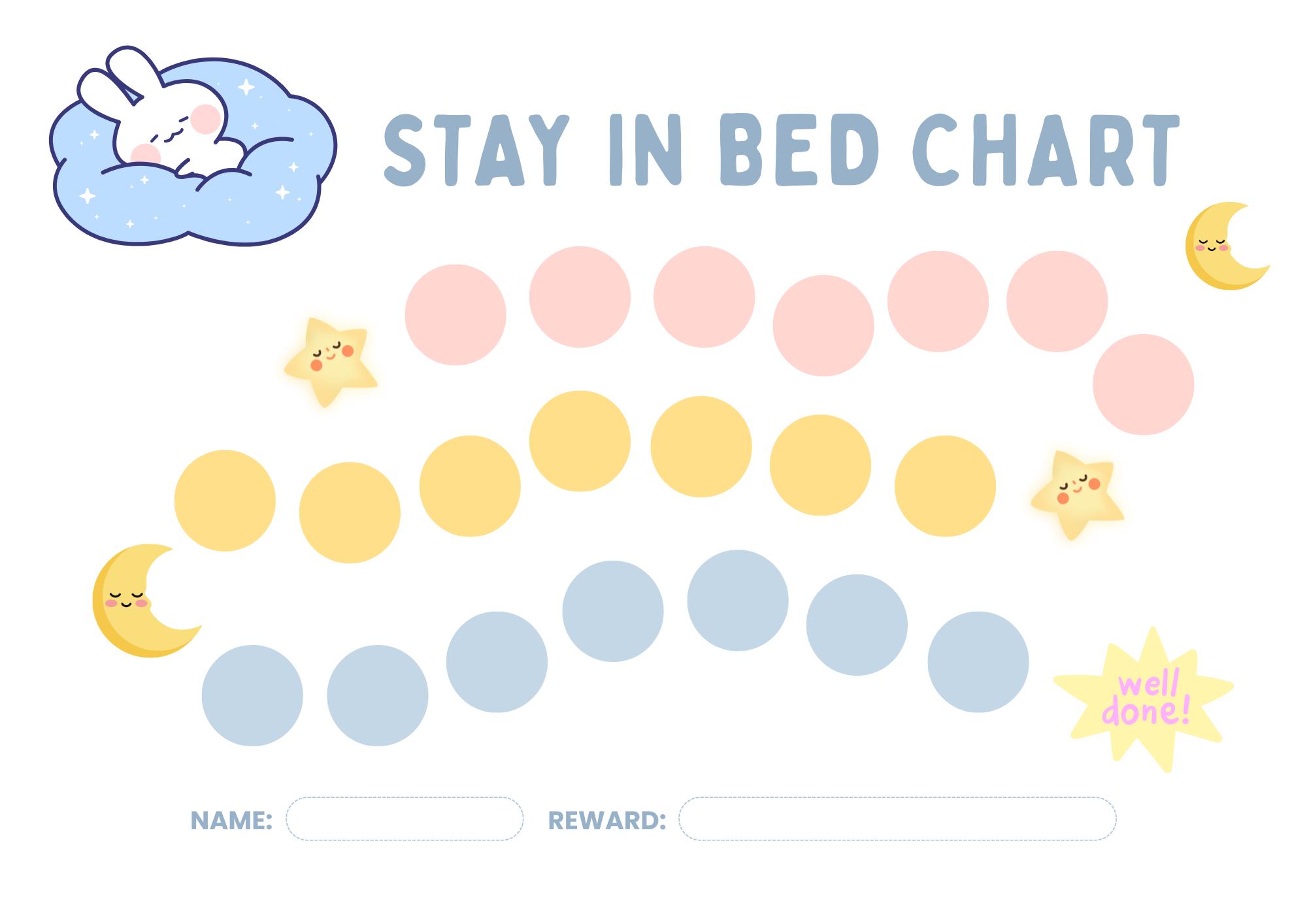 Stay in Bed Chart for Kids Printable | Sleep Reward Chart | Bedtime ...