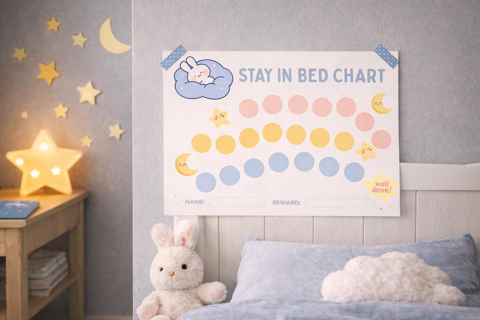 Stay in Bed Chart for Kids Printable | Sleep Reward Chart | Bedtime ...