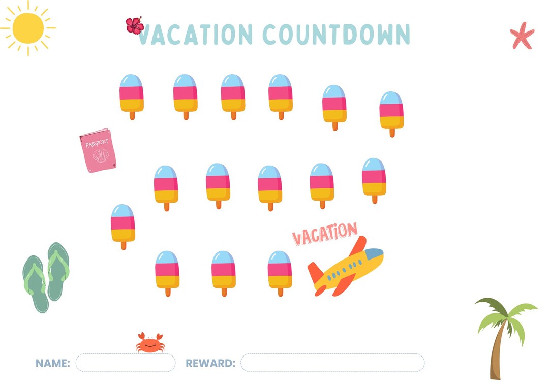 Vacation Countdown Chart for Kids Printable | Holiday Countdown ...