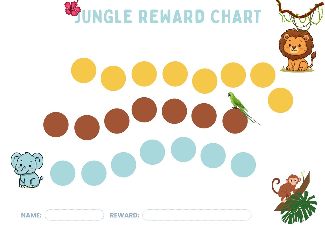 Jungle Reward Chart for Kids | Toddler Reward Chart | Behavior Chart ...