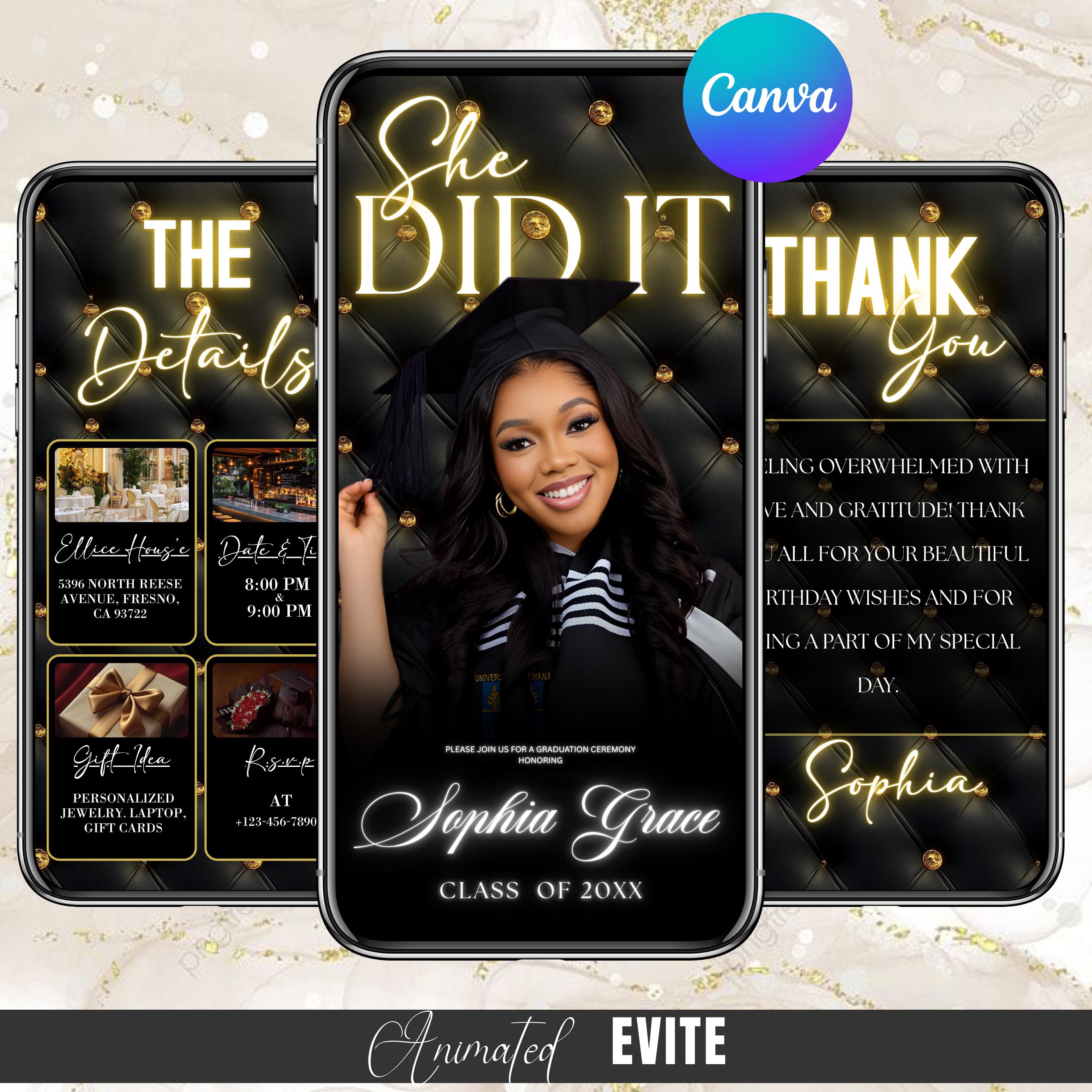 Graduation Video Invitation, Animated Grad Announcement, Digital ...
