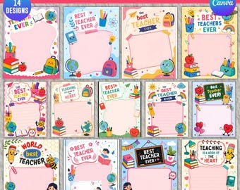 14 bearbeitbar, Lehrer Wertschätzung, Jumbo Card Canva Vorlage, großes Dankeschön Schulkarte, druckbares Lehrer Geschenk Poster DIY, digitaler Download