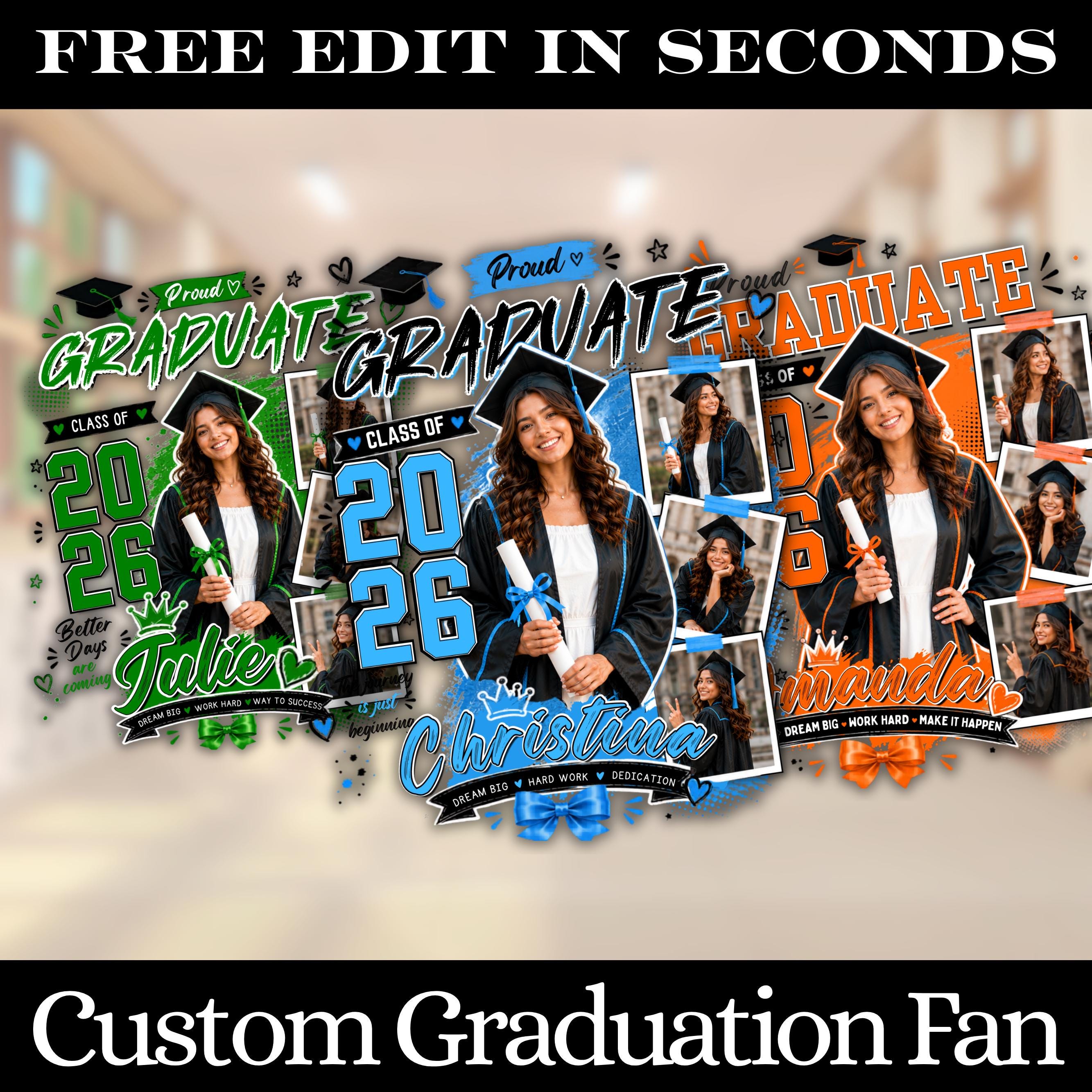 Graduation Fan Template 2026 –6 Colors, Blank Template | Grad Paddle ...