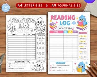 Ausdruckbares Lesebuch, Lesetracker, Bücher zum Lesen, Bücher die ich gelesen habe, Buchlogbuch, A4, A5, Letter, halbe Größe, Sofort Download, Canva DIY