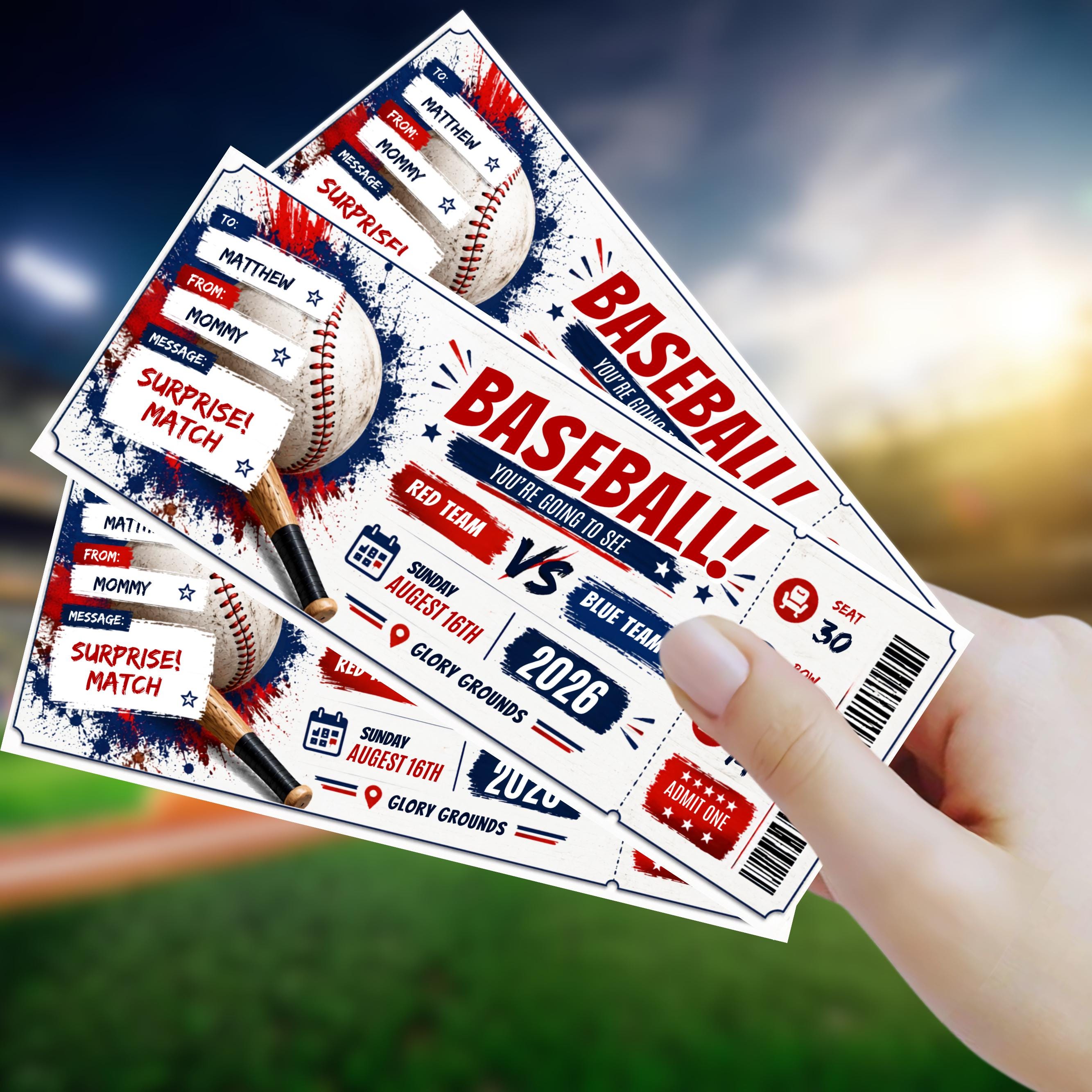 Editable Baseball Game Ticket Template for Gift Ticket to Baseball Game ...