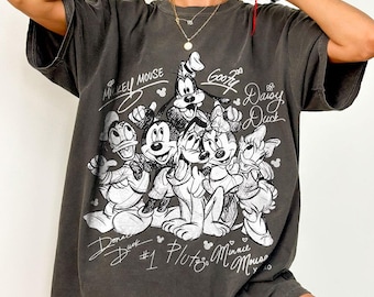 Comfort Colors Vintage Mickey & Friends Signature Shirt, Retro Disney Tee, Minnie Donald Goofy Pluto, Epcot Disney World Trip Family Shirt