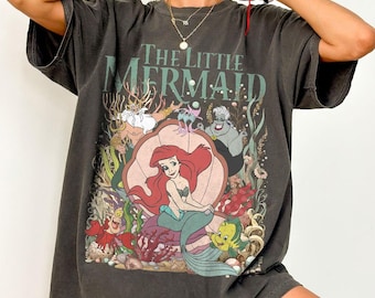 Vintage Little Mermaid Shirt, Ariel Disney Princess Tee, Princess Birthday Girl Shirt, Comfort Colors Disney Trip Shirt, Family Vacation Tee