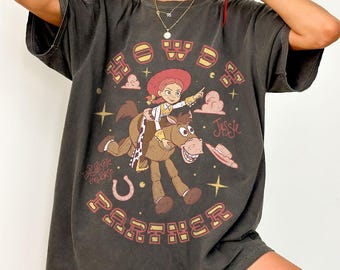 Camiseta vintage Toy Story Jessie Bullseye, Camiseta retrô "Howdy Partner" da Disney Cowgirl, Camiseta estilo faroeste da Pixar, Presente para viagem de amigas à Disneylândia/WDW