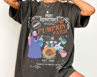 Retro Fairy Godmother Pumpkin Patch Shirt, Bibbidi Bobbidi Boo Vintage Tee, Cinderella Est 1950 Princess Magic Kingdom Family Trip Gift