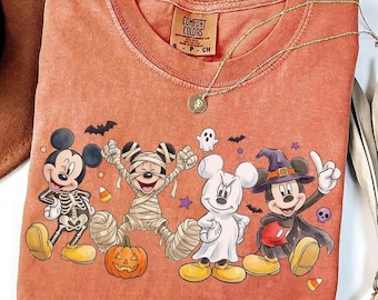 Watercolor Disney Mickey Costume Halloween Shirt, Mummy Skeleton Ghost Witch Tee, Mickey's Not So Scary Halloween Family Party Top 2026