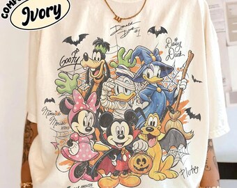 Comfort Colors® Mickey & Friends Signature Halloween Shirt, Disney Spooky Season Tee, Mickey Not So Scary Halloween Party Shirt, Disney Gift