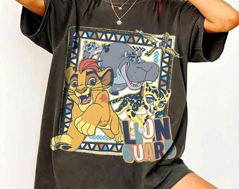 Camiseta retrô da Guarda do Leão, camiseta Kion Fuli Beshte Ono Safari, camiseta do Reino Animal da Disney, camiseta do Rei Leão Terras do Orgulho, camiseta para presente de viagem em família para a Disney