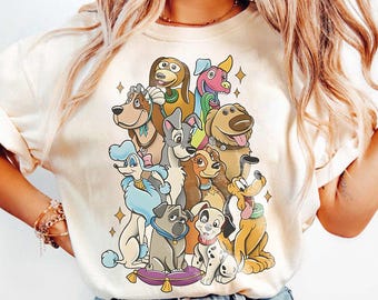 Retro Disney Dogs Characters Sketch Comfort Colors Shirt, Vintage Disney Dog Mom Tee, Life Is Better With Dogs, Cute Disney Pet Lover Gift