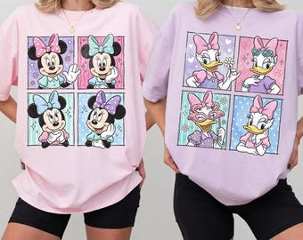 Camiseta retrô divertida da Minnie e da Margarida para casal, em cores confortáveis, ideal para férias entre amigas na Disney, presente perfeito para ela, camiseta para melhores amigas da Disney, camiseta para amigas da Disney World.