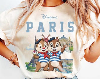 Camiseta retrô do Tico e Teco da Disneyland Paris, camiseta do Mickey e seus amigos em Paris, camiseta do Stitch da Disney, camiseta para viagem à Disney World, camiseta combinando da Comfort Colors