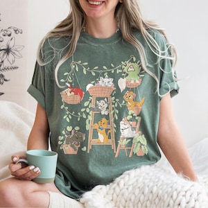Retro Disney Cats Potted Plants Shirt, Cute Kitten Friends Tee, Disney Cat Characters Shirt, Cat Lover Gift, Family Trip Matching Outfit Tee image 11