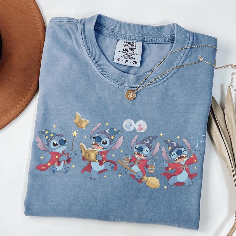 Vintage Stitch Sorcerer Shirt, Disney Fantasia Stitch Tee, Lilo and Stitch Wizard Shirt, Stay Magical Disney Trip Tee, Disneyland Family Tee image 1