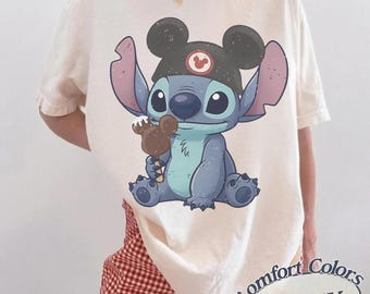 Retro Stitch Comfort Colors Shirt, Mickey Ears Ice Cream Tee, Cute Disney Vacation Shirts, Magic Kingdom Family Trip, Disneyland Gifts