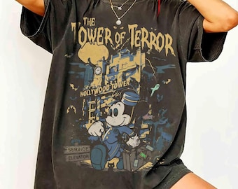Vintage Comfort Colors Mickey Mouse Tower of Terror Shirt, Twilight Zone Tee, Disney Rides Shirt, Hollywood Studios Tee, WDW Family Trip Tee