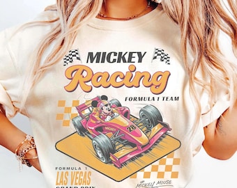 Disney Racing Mickey Shirt, Retro Cartoon Race Car Tee, Vintage Grand Prix Shirt, Motorsport Vegas Trip Tee, Formula Racing Graphic T-Shirt