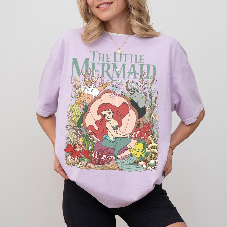 Vintage Little Mermaid Shirt, Ariel Disney Princess Tee, Princess Birthday Girl Shirt, Comfort Colors Disney Trip Shirt, Family Vacation Tee image 4
