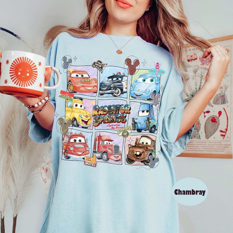 Comfort Colors Cars Shirt, Vintage Lightning McQueen Tee, Retro Radiator Springs Family Trip Shirt, Disneyland Vacation Tee, Pixar Cars Tee image 7