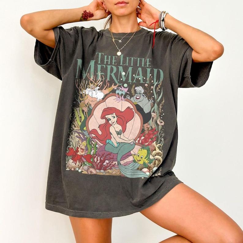 Vintage Little Mermaid Shirt, Ariel Disney Princess Tee, Princess Birthday Girl Shirt, Comfort Colors Disney Trip Shirt, Family Vacation Tee image 1